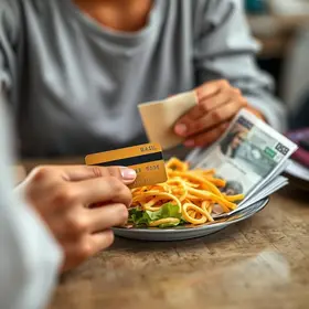 uso de cartão de crédito para comprar comida e pagar contas